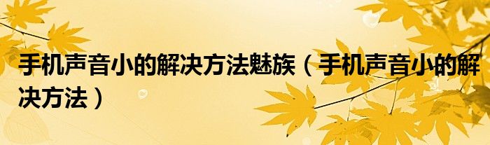 手機(jī)聲音小的解決方法魅族（手機(jī)聲音小的解決方法）