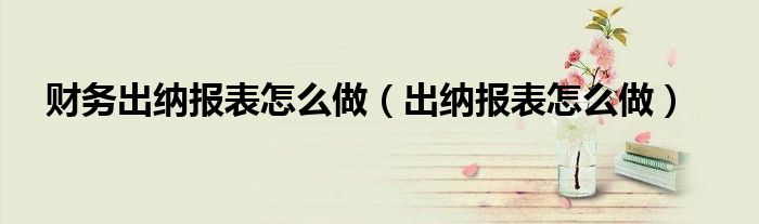 財務出納報表怎么做（出納報表怎么做）