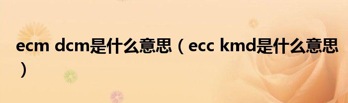 ecm dcm是什么意思（ecc kmd是什么意思）