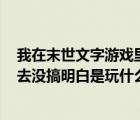 我在末世文字游戲里救世（3387文字游戲是什么 我登陸上去沒搞明白是玩什么）