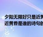 夕陽(yáng)無(wú)限好只是近黃昏是誰(shuí)的詩(shī)句（說(shuō)一說(shuō)夕陽(yáng)無(wú)限好只是近黃昏是誰(shuí)的詩(shī)句的簡(jiǎn)介）