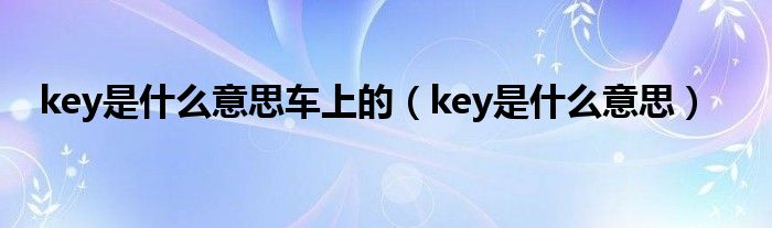 key是什么意思車上的（key是什么意思）