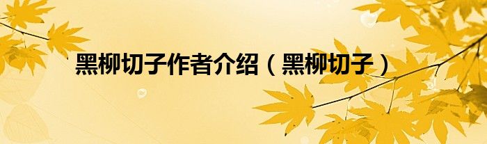 黑柳切子作者介紹（黑柳切子）