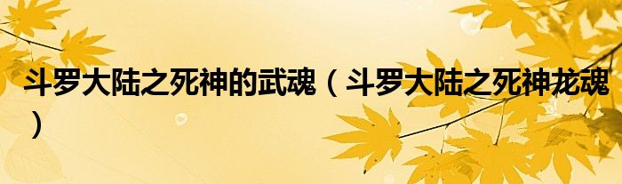 斗羅大陸之死神的武魂（斗羅大陸之死神龍魂）