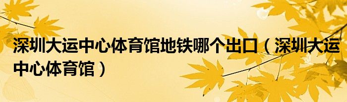 深圳大運(yùn)中心體育館地鐵哪個(gè)出口（深圳大運(yùn)中心體育館）