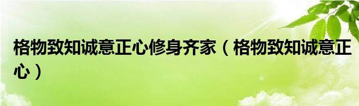 格物致知誠(chéng)意正心修身齊家（格物致知誠(chéng)意正心）