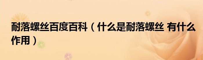 耐落螺絲百度百科（什么是耐落螺絲 有什么作用）