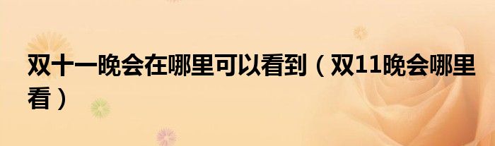 雙十一晚會在哪里可以看到（雙11晚會哪里看）