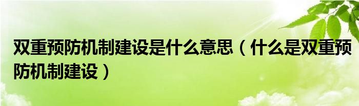 雙重預(yù)防機(jī)制建設(shè)是什么意思（什么是雙重預(yù)防機(jī)制建設(shè)）
