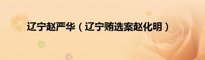 遼寧趙嚴(yán)華（遼寧賄選案趙化明）