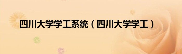 四川大學(xué)學(xué)工系統(tǒng)（四川大學(xué)學(xué)工）