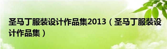 圣馬丁服裝設(shè)計(jì)作品集2013（圣馬丁服裝設(shè)計(jì)作品集）