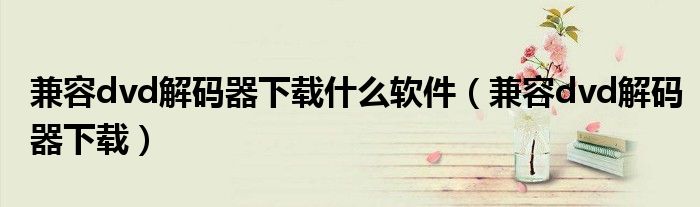 兼容dvd解碼器下載什么軟件（兼容dvd解碼器下載）