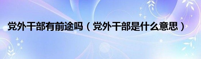黨外干部有前途嗎（黨外干部是什么意思）