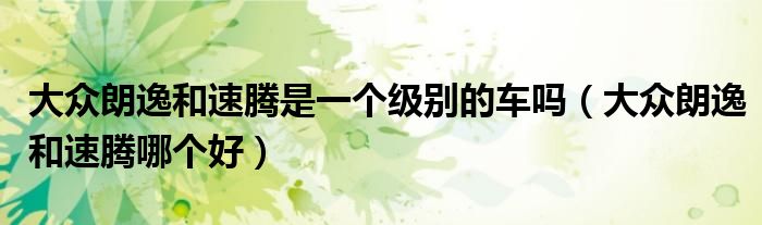 大眾朗逸和速騰是一個(gè)級(jí)別的車嗎（大眾朗逸和速騰哪個(gè)好）