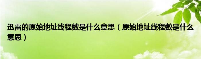 迅雷的原始地址線程數(shù)是什么意思（原始地址線程數(shù)是什么意思）