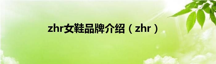 zhr女鞋品牌介紹（zhr）