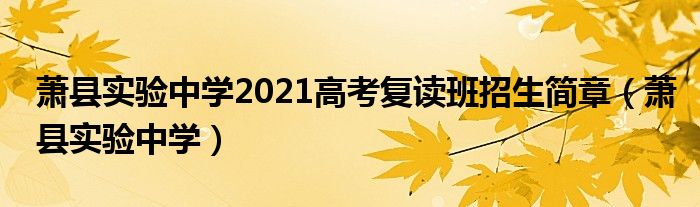 蕭縣實驗中學2021高考復讀班招生簡章（蕭縣實驗中學）