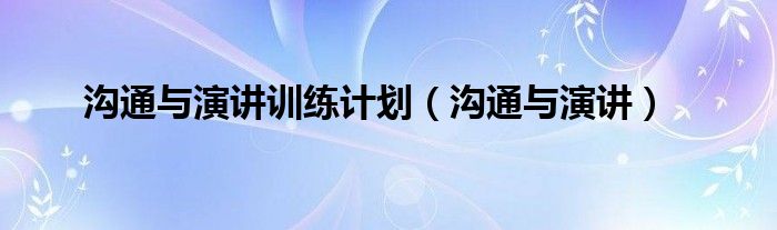 溝通與演講訓(xùn)練計劃（溝通與演講）