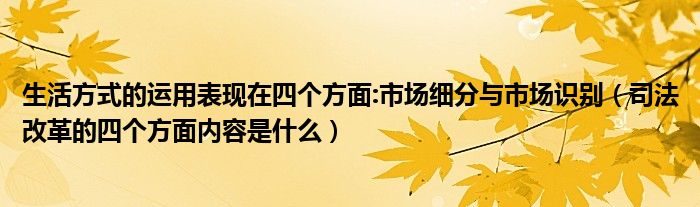 生活方式的運(yùn)用表現(xiàn)在四個(gè)方面:市場(chǎng)細(xì)分與市場(chǎng)識(shí)別（司法改革的四個(gè)方面內(nèi)容是什么）