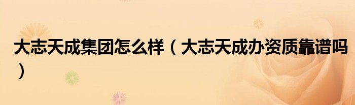 大志天成集團(tuán)怎么樣（大志天成辦資質(zhì)靠譜嗎）