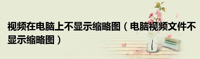 視頻在電腦上不顯示縮略圖（電腦視頻文件不顯示縮略圖）