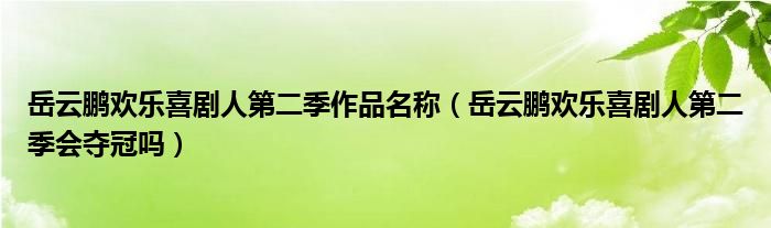 岳云鵬歡樂(lè)喜劇人第二季作品名稱（岳云鵬歡樂(lè)喜劇人第二季會(huì)奪冠嗎）