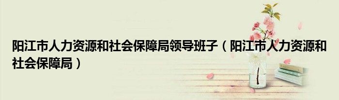 陽江市人力資源和社會保障局領導班子（陽江市人力資源和社會保障局）