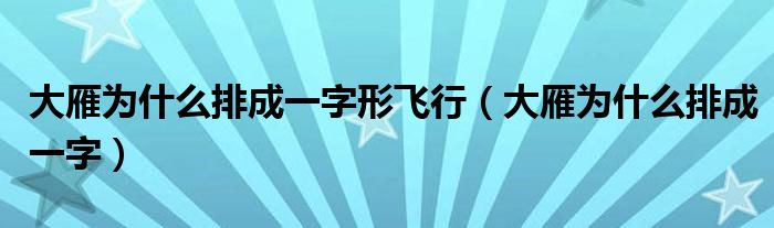 大雁為什么排成一字形飛行（大雁為什么排成一字）