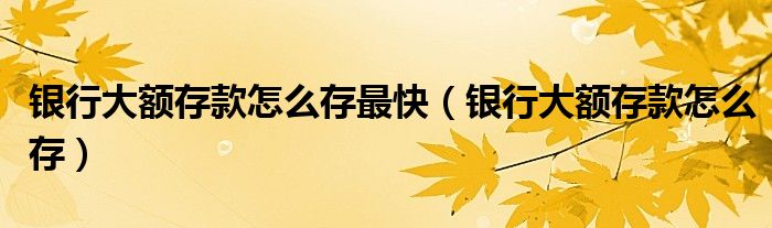 銀行大額存款怎么存最快（銀行大額存款怎么存）