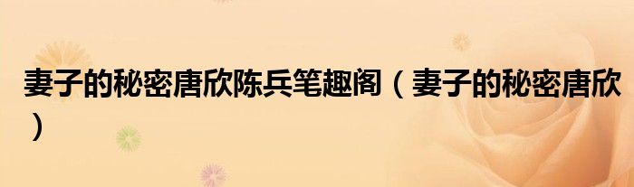 妻子的秘密唐欣陳兵筆趣閣（妻子的秘密唐欣）