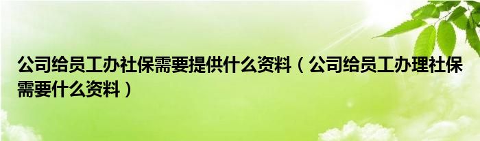 公司給員工辦社保需要提供什么資料（公司給員工辦理社保需要什么資料）