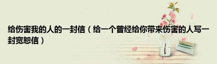給傷害我的人的一封信（給一個(gè)曾經(jīng)給你帶來(lái)傷害的人寫一封寬恕信）
