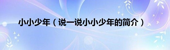 小小少年（說一說小小少年的簡介）