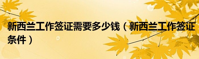 新西蘭工作簽證需要多少錢（新西蘭工作簽證條件）
