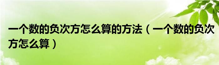 一個(gè)數(shù)的負(fù)次方怎么算的方法（一個(gè)數(shù)的負(fù)次方怎么算）