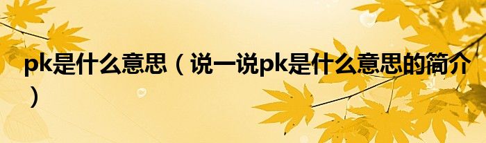 pk是什么意思（說一說pk是什么意思的簡介）