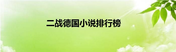 二戰(zhàn)德國(guó)小說(shuō)排行榜