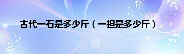 古代一石是多少斤（一擔(dān)是多少斤）