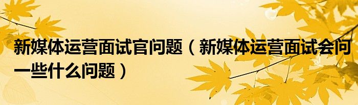 新媒體運營面試官問題（新媒體運營面試會問一些什么問題）