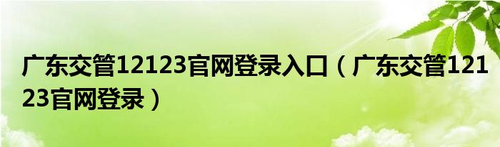 廣東交管12123官網(wǎng)登錄入口（廣東交管12123官網(wǎng)登錄）