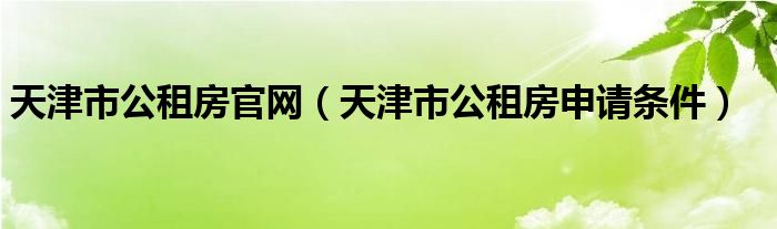 天津市公租房官網（天津市公租房申請條件）