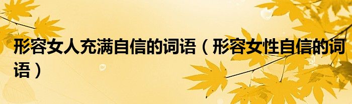 形容女人充滿自信的詞語（形容女性自信的詞語）