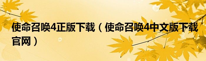 使命召喚4正版下載（使命召喚4中文版下載官網(wǎng)）
