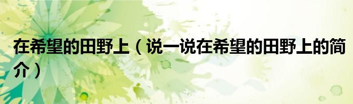 在希望的田野上（說一說在希望的田野上的簡介）