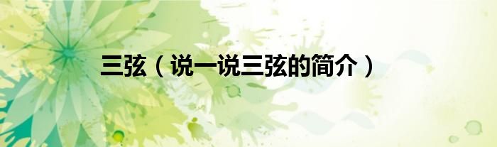 三弦（說一說三弦的簡介）