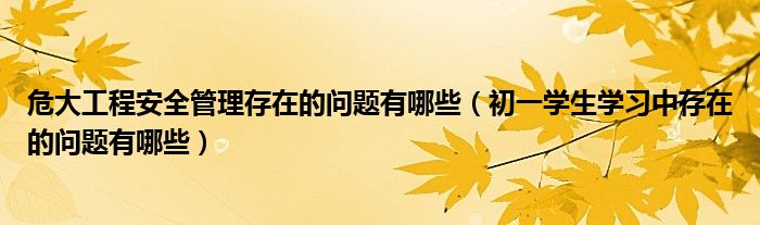 危大工程安全管理存在的問題有哪些（初一學(xué)生學(xué)習(xí)中存在的問題有哪些）
