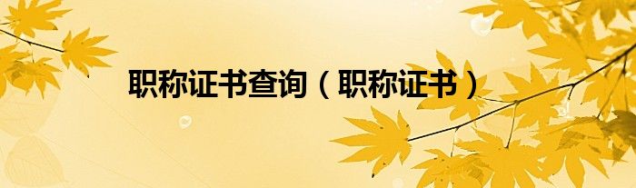 職稱證書查詢（職稱證書）