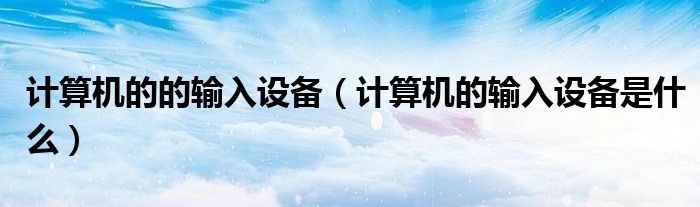 計算機的的輸入設備（計算機的輸入設備是什么）