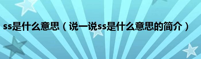 ss是什么意思（說一說ss是什么意思的簡介）